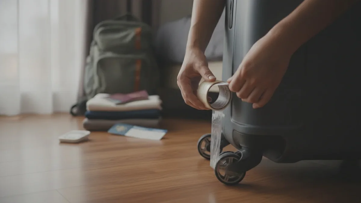 Vor der nächsten Reise ausprobieren: Warum Sie die Rollen Ihres Koffers mit Klebeband abkleben sollten